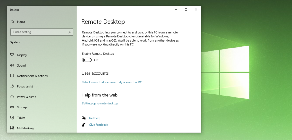 reinstall remote desktop client windows 10